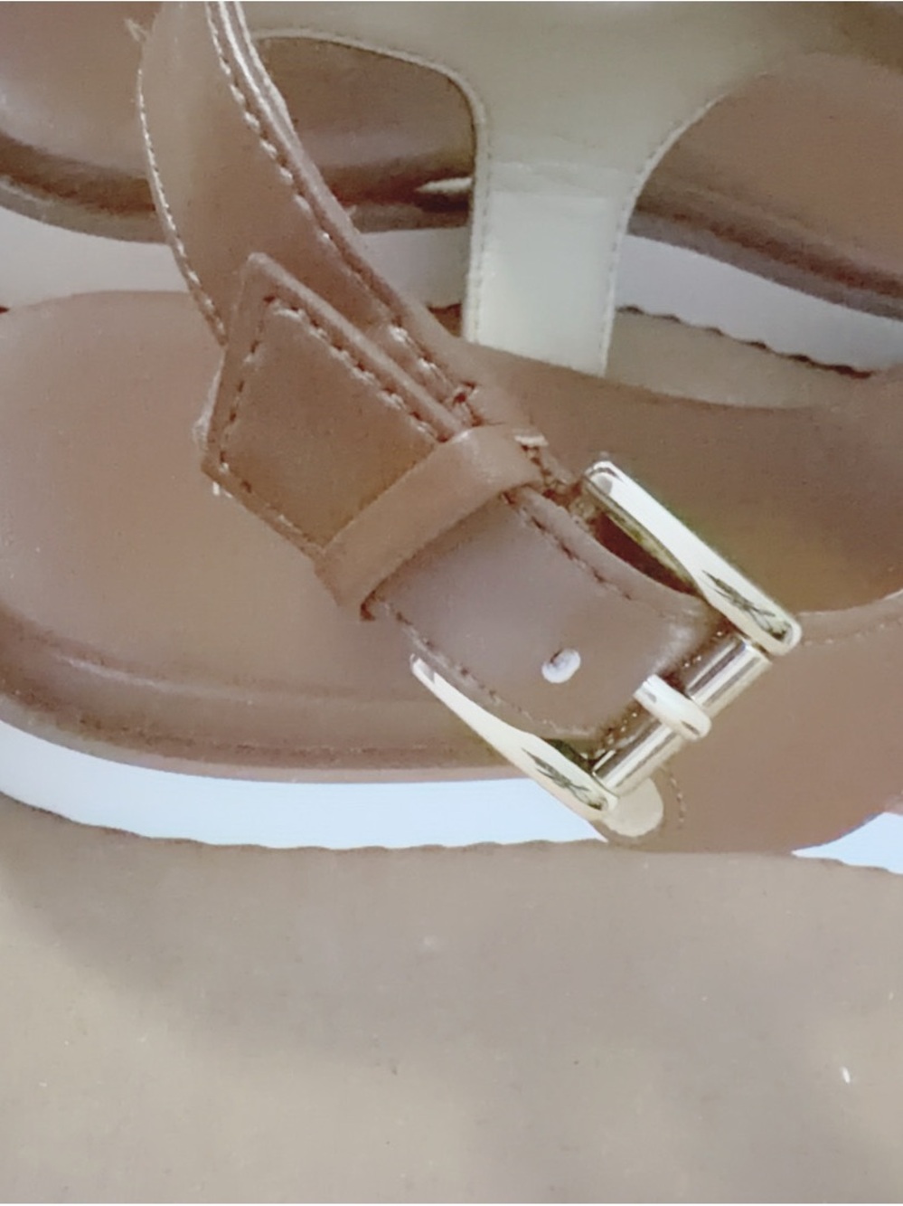 Michael Kors Brown Leather MK Logo Thong Sandals - Picture 5 of 7